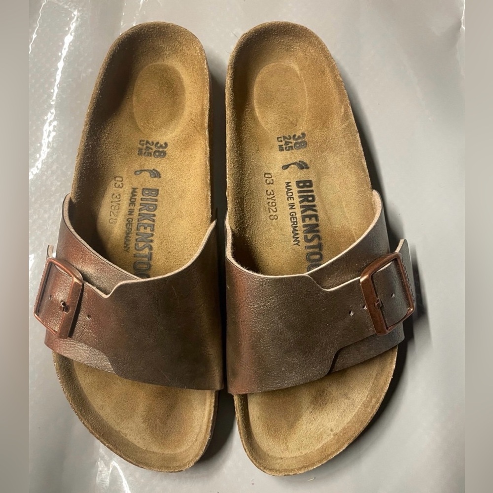Birkenstock Brown Leather Single Strap Sandals